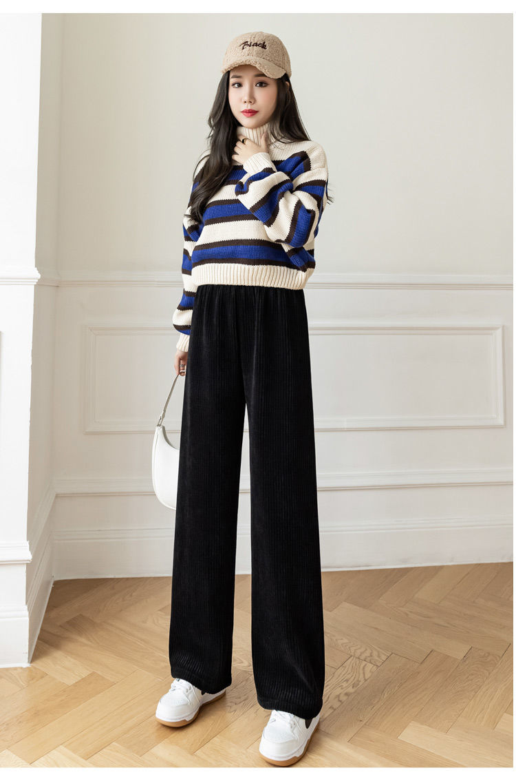 冬季雪尼尔阔腿裤女新款雪尼尔阔腿裤女秋季小个子150高腰垂感显瘦