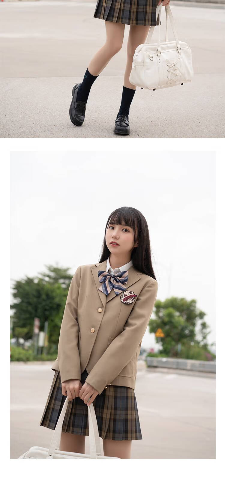 梗豆物语浅蓝沙金jk制服日系校供感格子百褶裙c款中长裙s