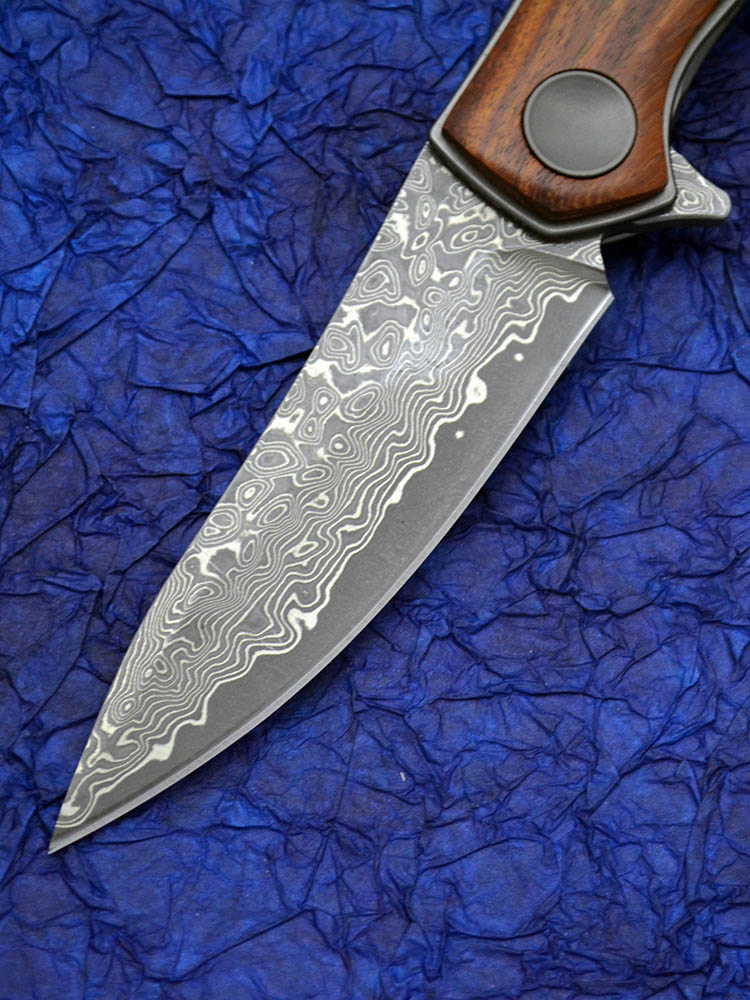 神孩子大马士革钢折叠刀高硬度锋利便携折刀随身防身小刀野营工具刀桔