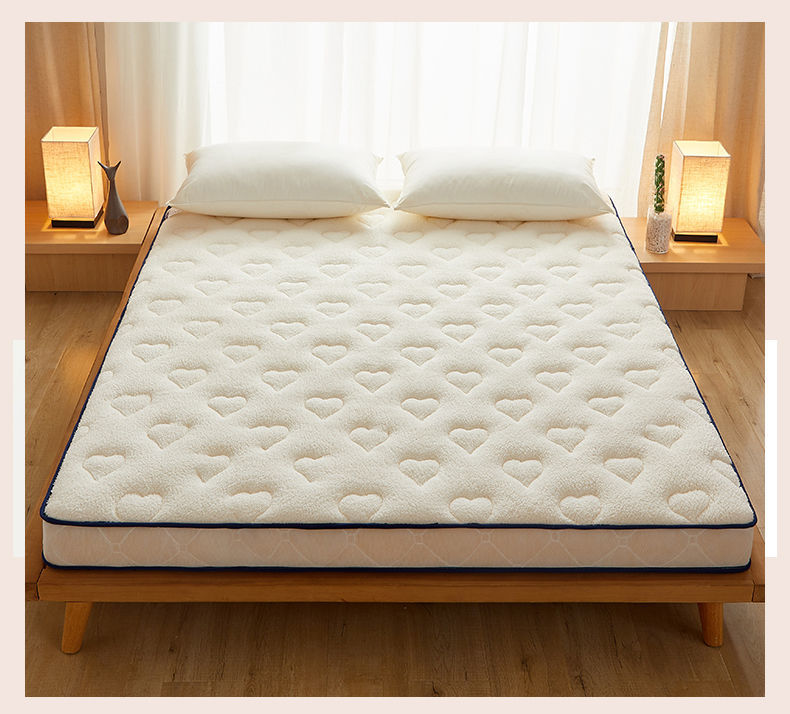 大豆纤维羊羔绒床垫软垫家用垫褥冬季米加厚租房专用保暖冬天垫子爱心