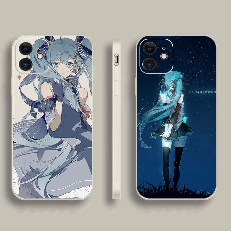 二次元初音未来动漫苹果12手机壳iphone13华为oppovivo软壳11 直角边