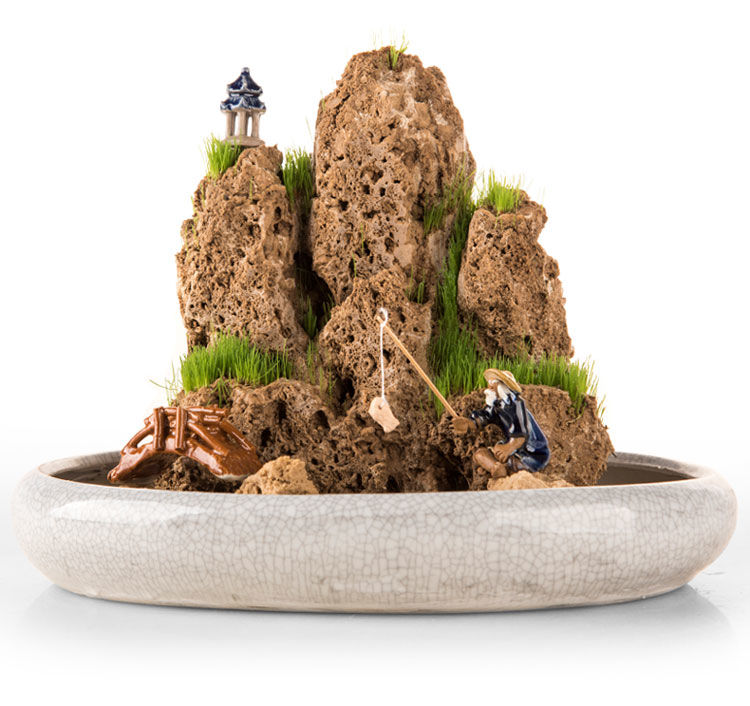 吸水石盆景假山底盘上水石吸水石假山盆景底座盆托盘花盆底托水仙