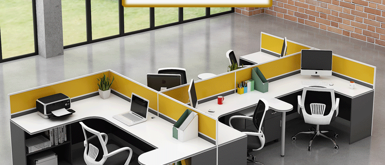 寻年轻奢品牌职员办公桌5人位员工桌现代屏风卡座办公桌椅组合桌带