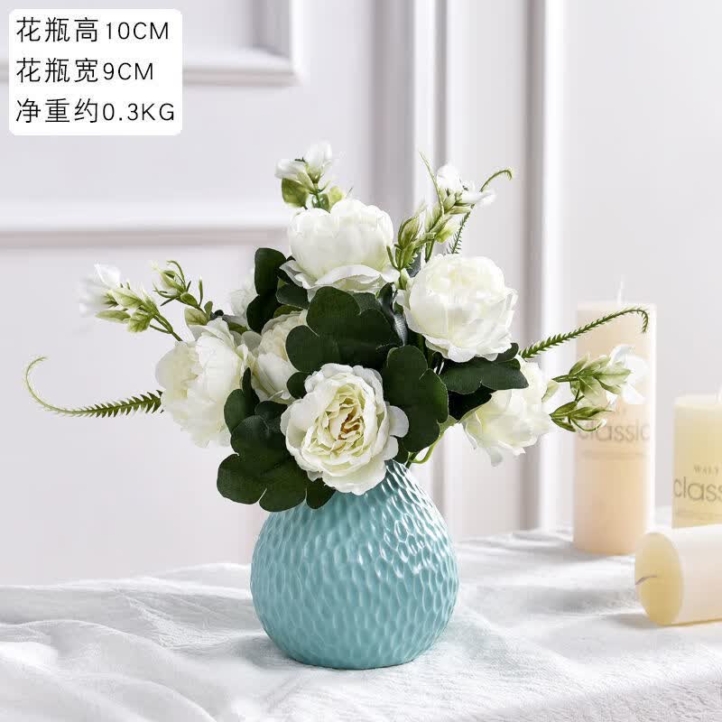 假花仿真花干花摆件现代简约客厅餐桌创意装饰品花瓶绢花插花盆栽白色