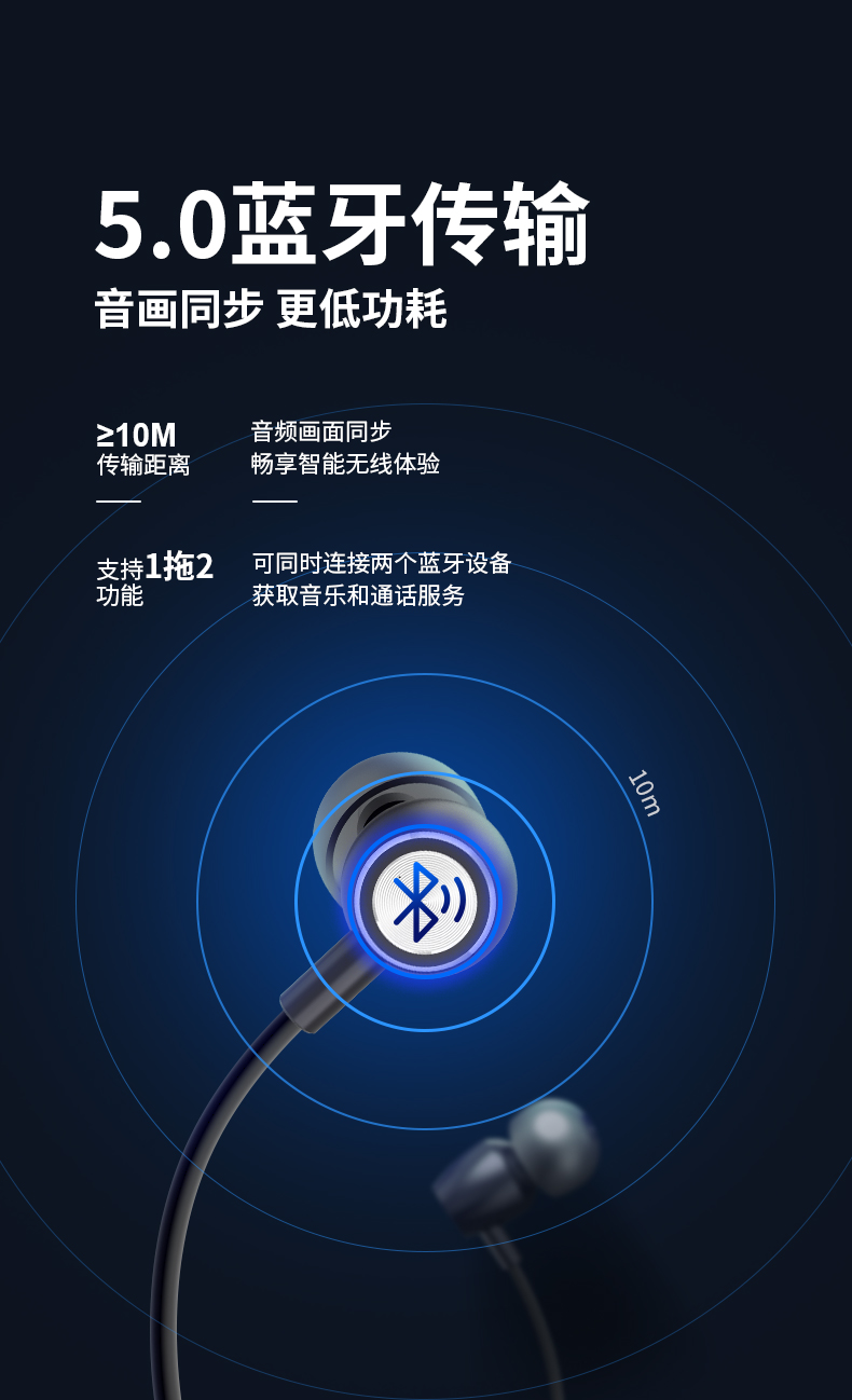 山水i35无线运动跑步蓝牙耳机50双耳颈挂脖入耳式耳塞开车长待机续航