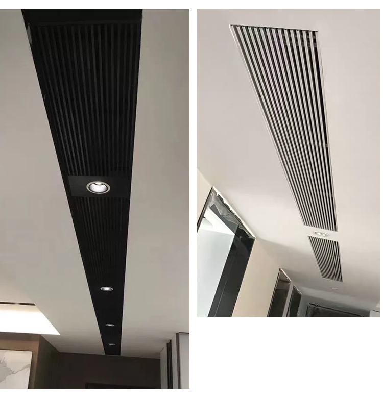 abs空调出风口格栅加长百叶极窄风管机线性型无边框通风面板 白色黑色