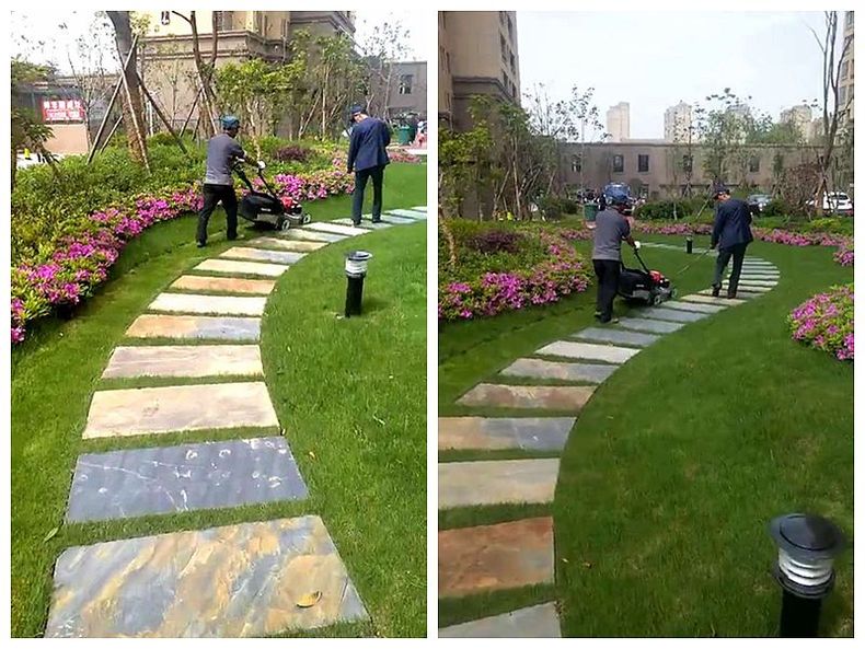 庭院花园防滑天然石材汀步石青石板地砖户外园林草坪踏步石脚踏板青色