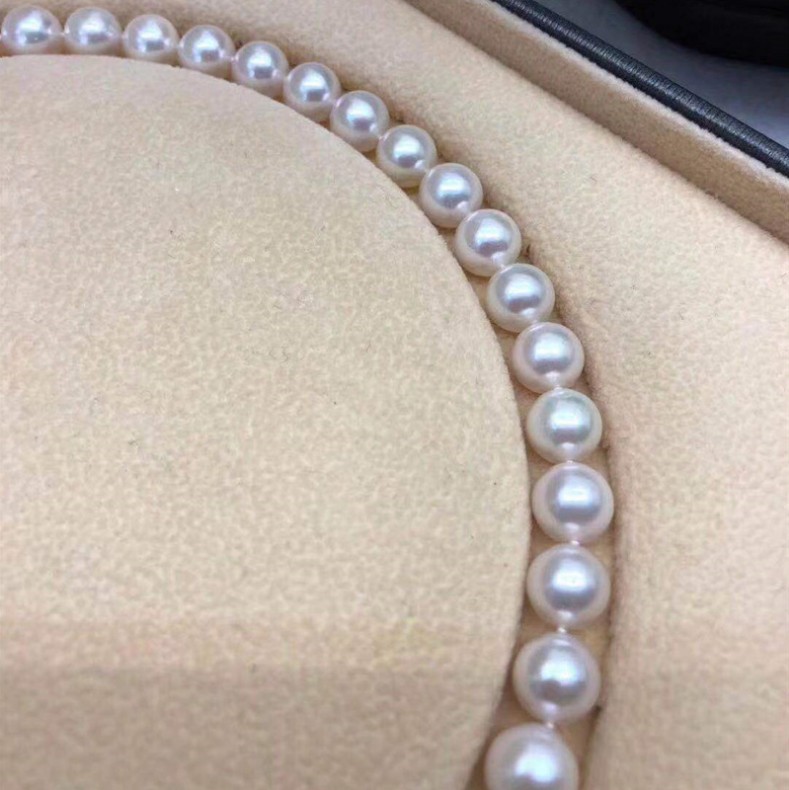 天然贝珠母贝珍珠项链圆形生日礼物妈妈婆婆妈妈款生日礼物 白色 8