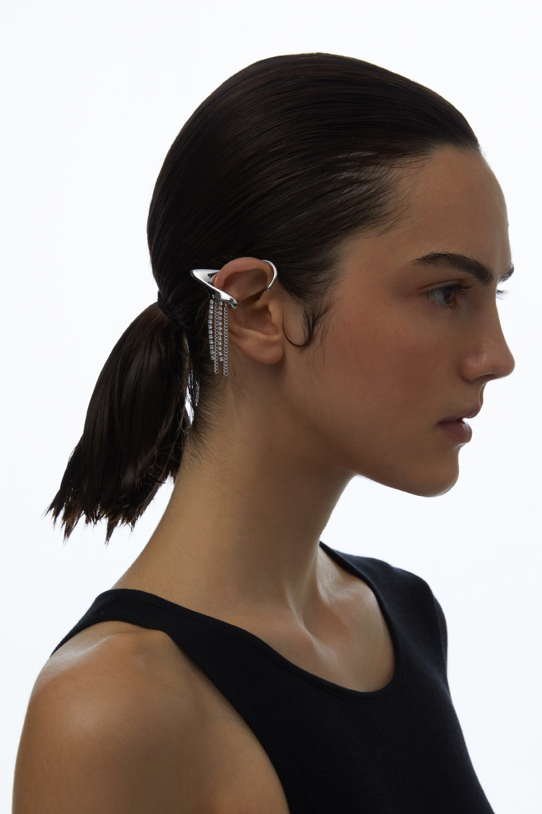 送女生礼物kvk耳夹小织线流动耳挂小众设计感无耳洞耳夹气质简约耳饰