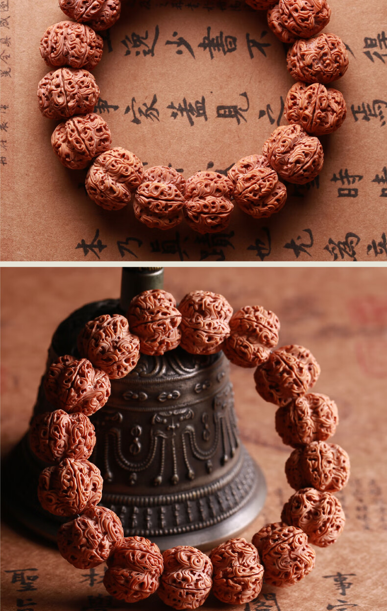 鲤梨 天然梅花祥云龙珠 大金刚菩提子手串手工雕刻佛珠手链男女文玩爆