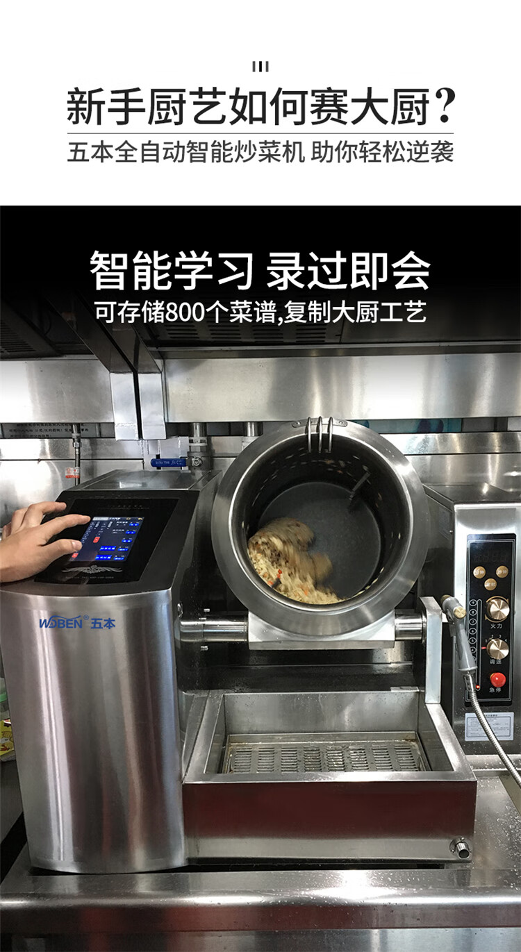 五本全自动炒菜机商用大型智能炒饭机翻炒机大食堂滚筒炒菜机器人御舵