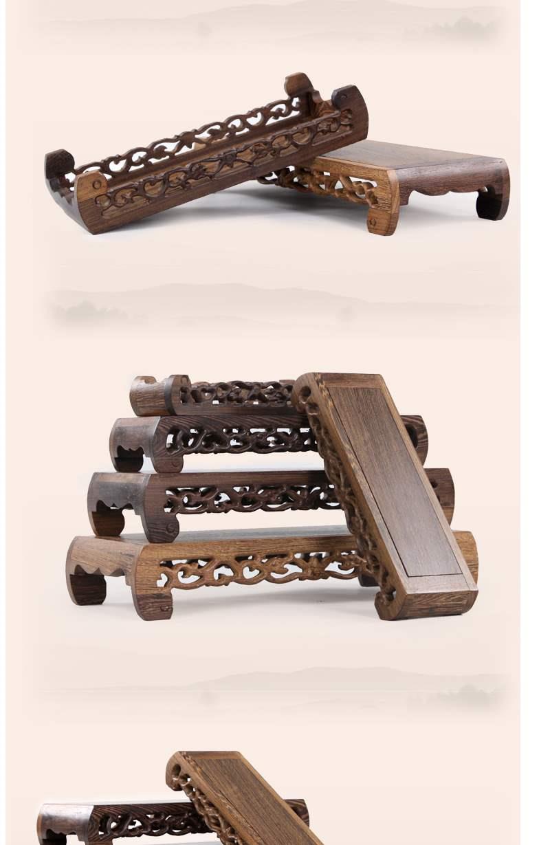 红木底座实木质雕刻工艺品摆件奇石头佛像花盆鱼缸根雕长方形底座鸡翅