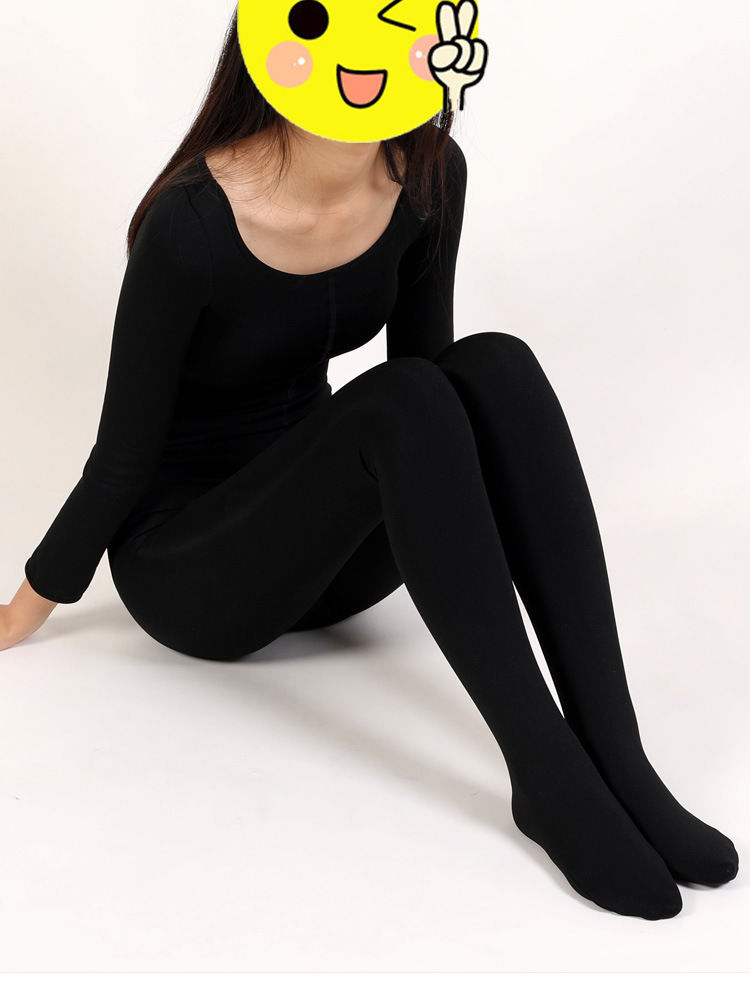 士秋冬加绒全身袜连体衣丝袜女装加厚保暖内衣黑色连脚不加绒开裆款