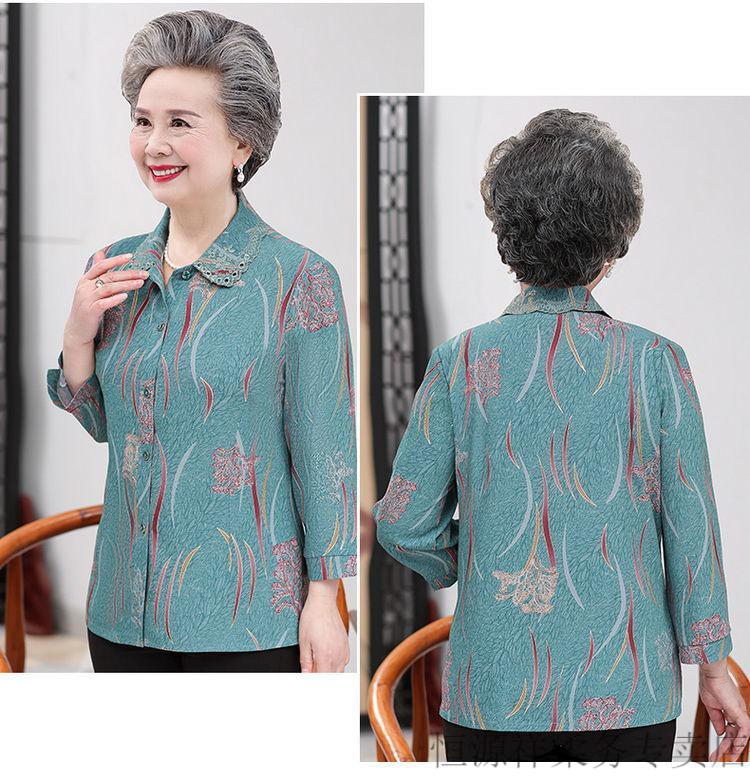 恒源祥 高端品牌女装奶奶装夏装套装老年人女装60岁70岁衬衫妈妈春装