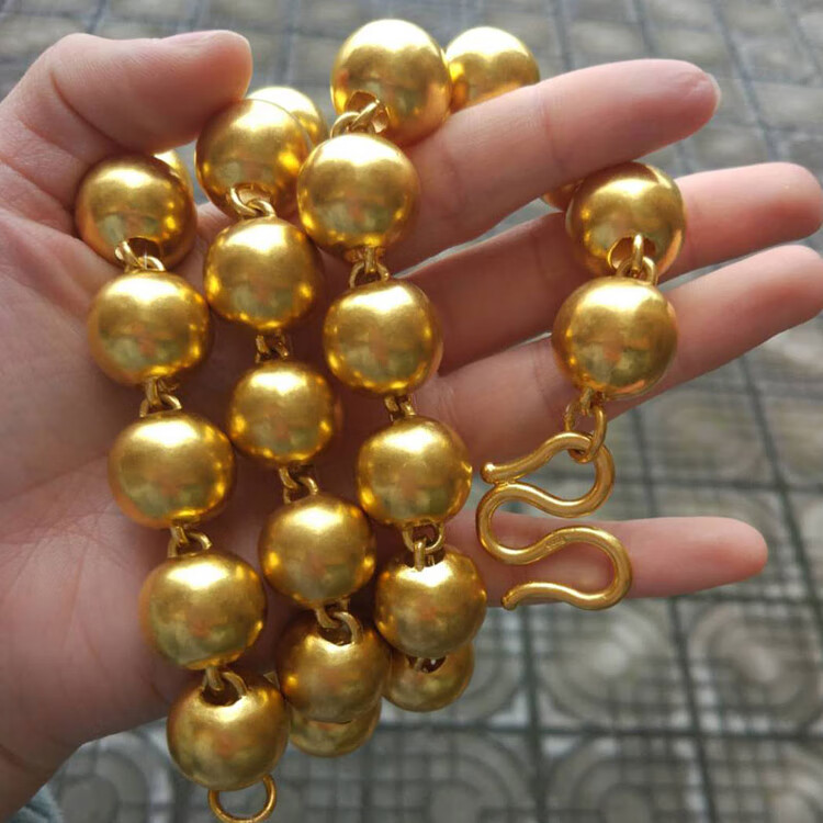 圆珠项链男佛珠空心仿不掉色定做送男朋友礼 4mm圆珠项链【图片 价格