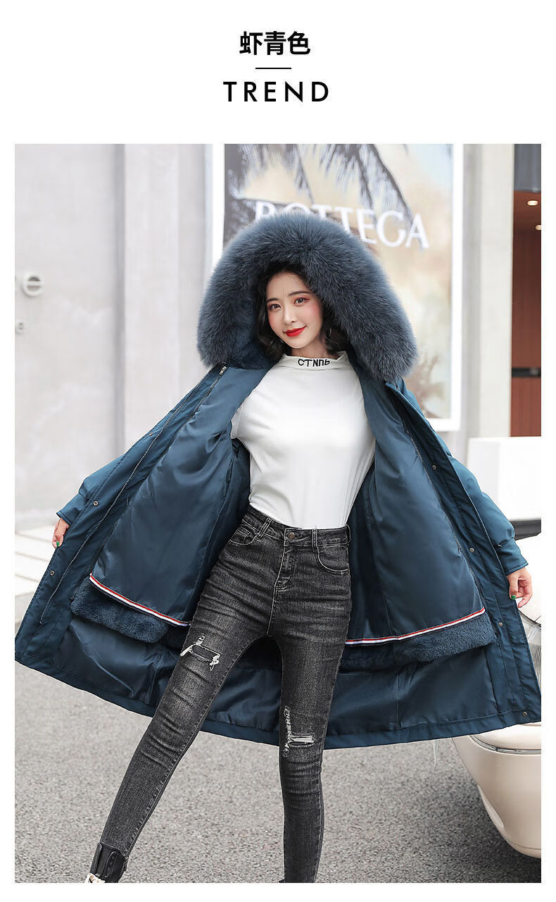 一衣三穿可拆卸派服女长款过膝棉衣新款棉服加厚加绒收腰显瘦黑色活里