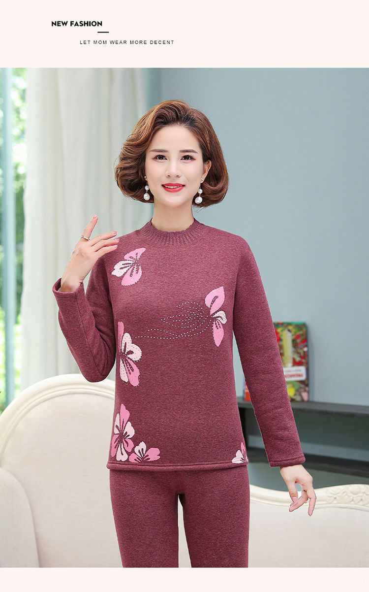 老年人保暖内衣女加绒加厚中老年人保暖内衣女士加绒加厚妈妈秋衣秋裤