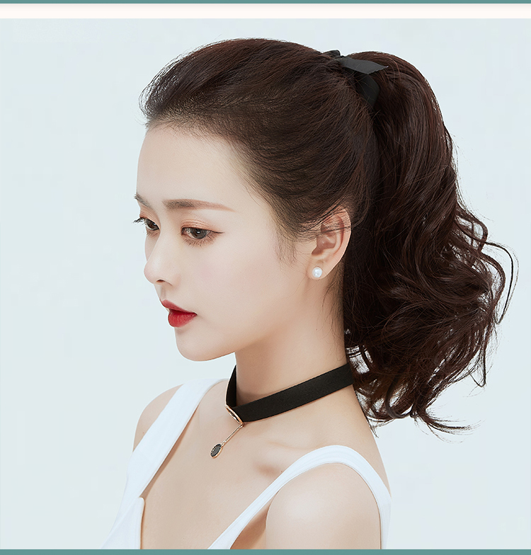 2022新款假发高马尾梨花卷假发马尾女短马尾卷发绑带式假马尾梨花高