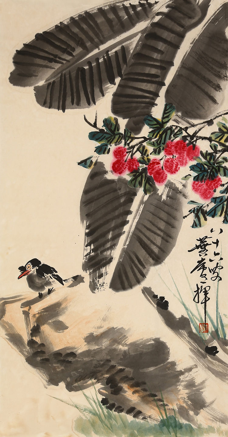 名家许麟庐国画精品三尺写意花鸟字画纯手绘名人古玩书画作品收藏纯