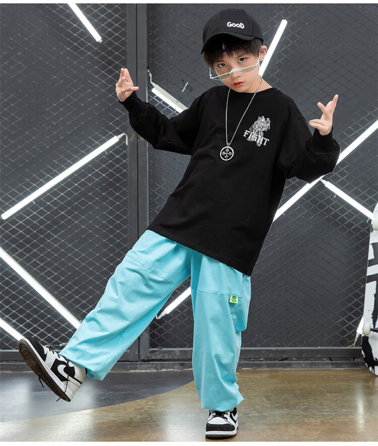 吉他演出服装儿童街舞潮服男童演出服秋季少儿走秀服装女童爵士套装