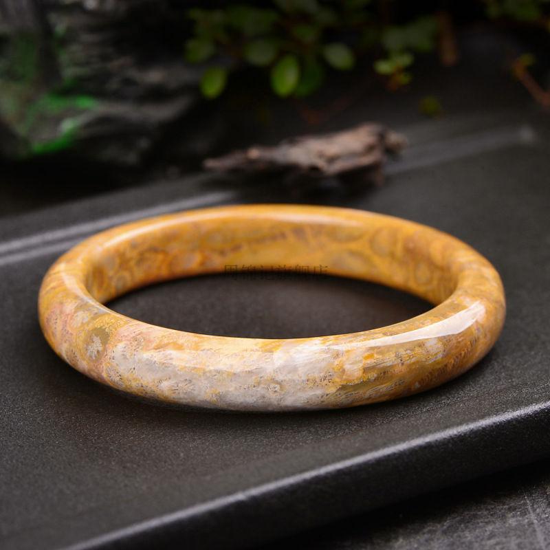 珊瑚玉玛瑙菊花石宽手镯 贵妃女款饰品送母亲手圈手饰礼物 证书 49#19