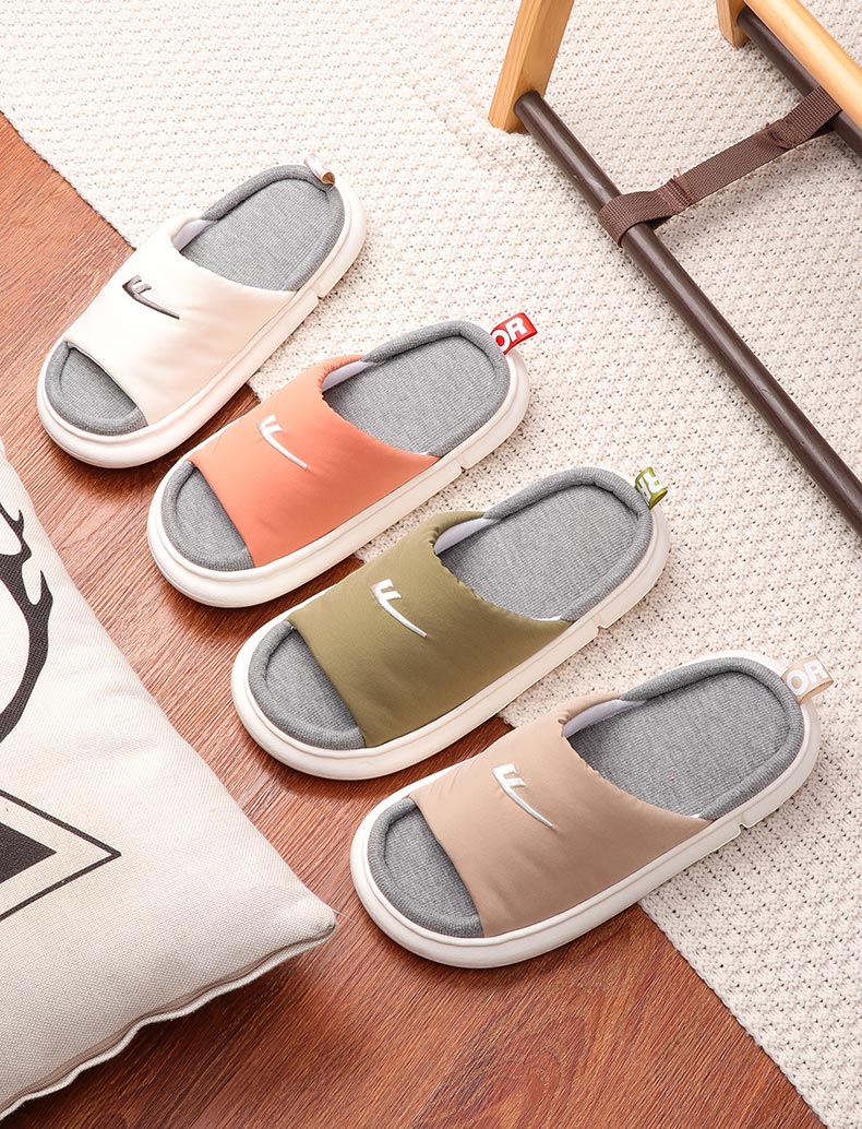 回力warrior棉麻拖鞋春秋亚麻拖鞋居家四季家用室内吸汗防滑布艺拖鞋