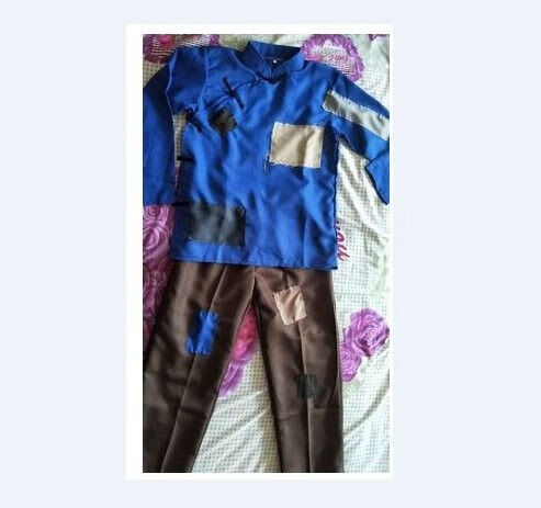古装男女孩乞丐服装演出服乞讨者要饭的补丁破衣服 土黄色 加补丁颜色