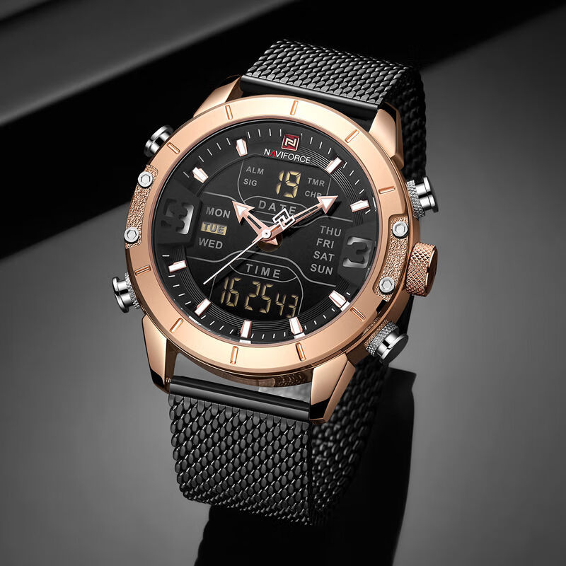 新款手表男帅气品牌潮流霸气学生运动防水夜光男士电子表黑金进口机芯