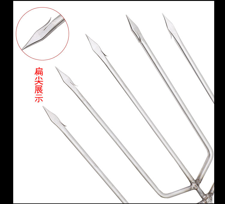 jmisi不锈钢渔叉竿竿带倒刺头三齿垂钓用品配件台钓鱼渔具三齿叉