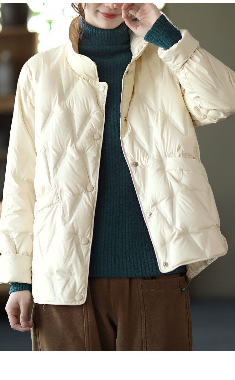 浙江嘉兴平湖羽绒服女轻薄服女短款2022宽松百搭立领白鸭绒保暖秋冬