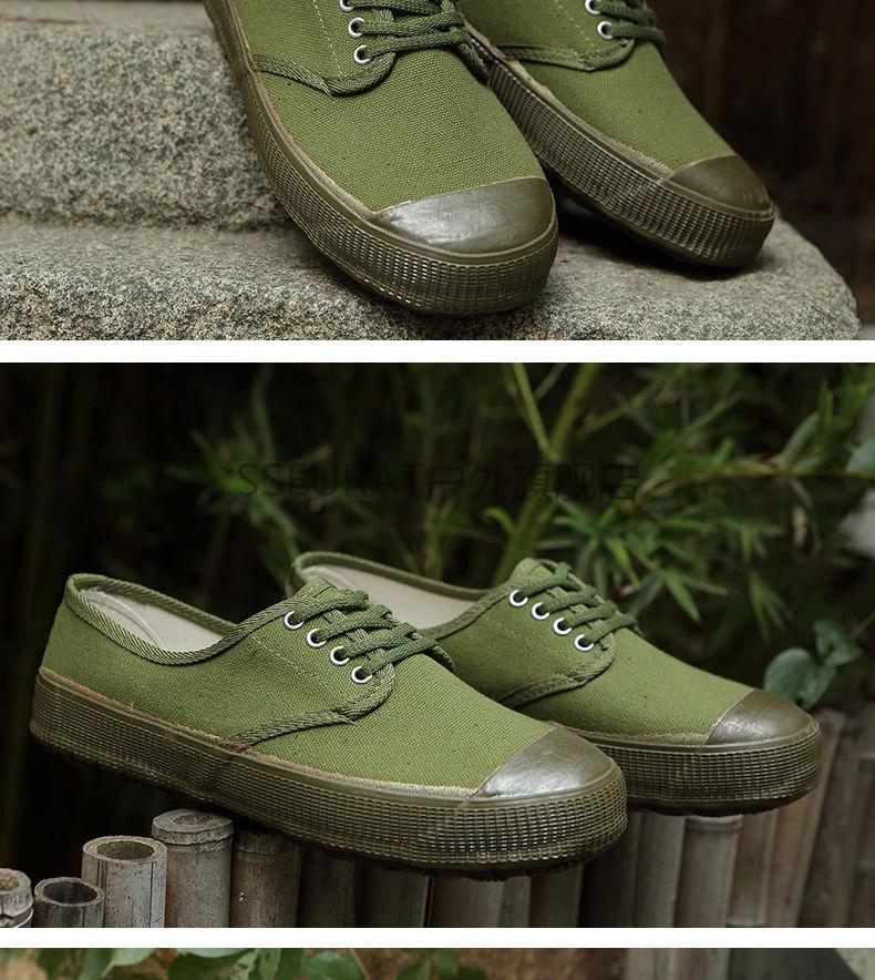 作训鞋军训耐磨防滑黄球鞋胶鞋工地劳动鞋农田工作鞋军绿色38标准鞋码