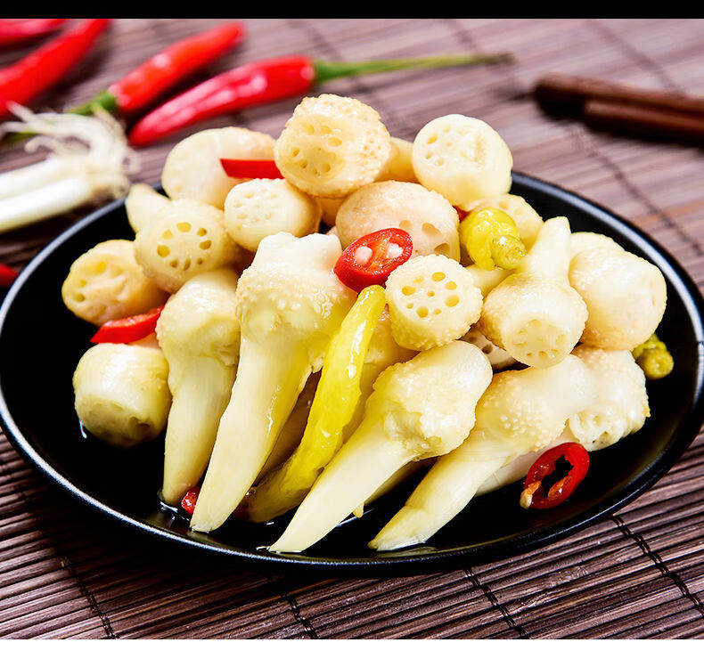 酸辣泡藕簪洪湖泡椒藕簪头藕尖藕芽带下饭泡菜400g袋湖北特产腾旺纳跃