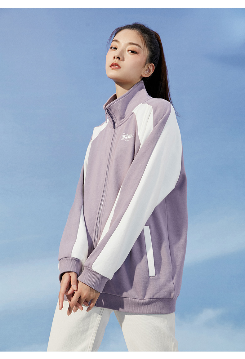 安踏运动外套女装2022立领宽松外套运动上衣 语兰紫-1 m/165【图片