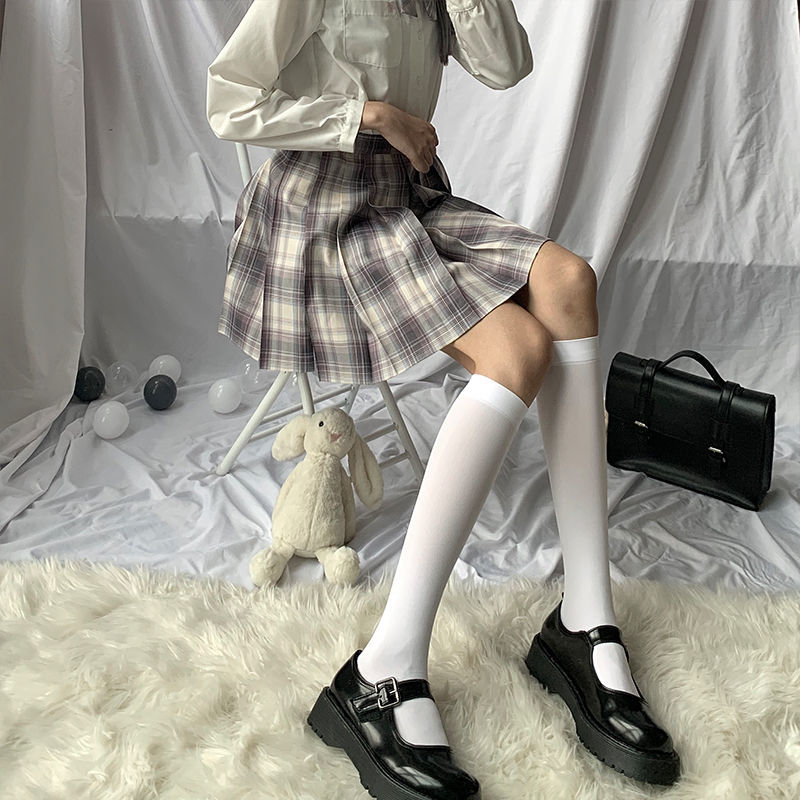 好品质女士袜子白丝过膝袜高筒长筒袜夏季袜子女中筒袜薄款袜春秋白色