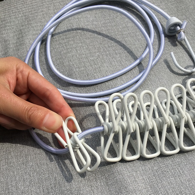 洗晒带夹力防风晾衣绳便携户外晾衣服绳子阳台晒衣绳挂衣绳白色