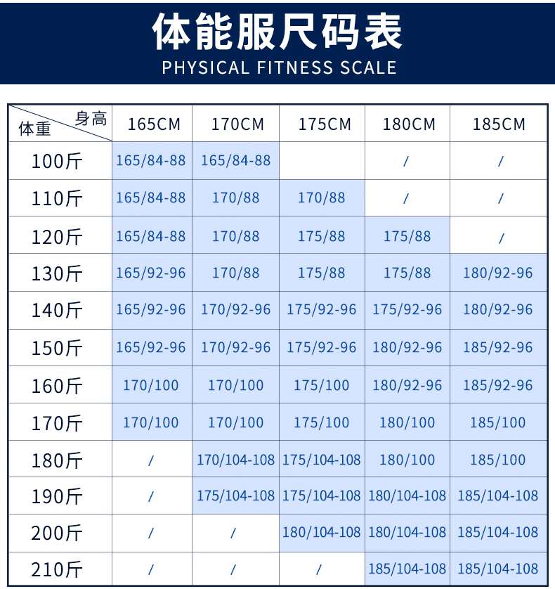 警服对照表的尺码表图片