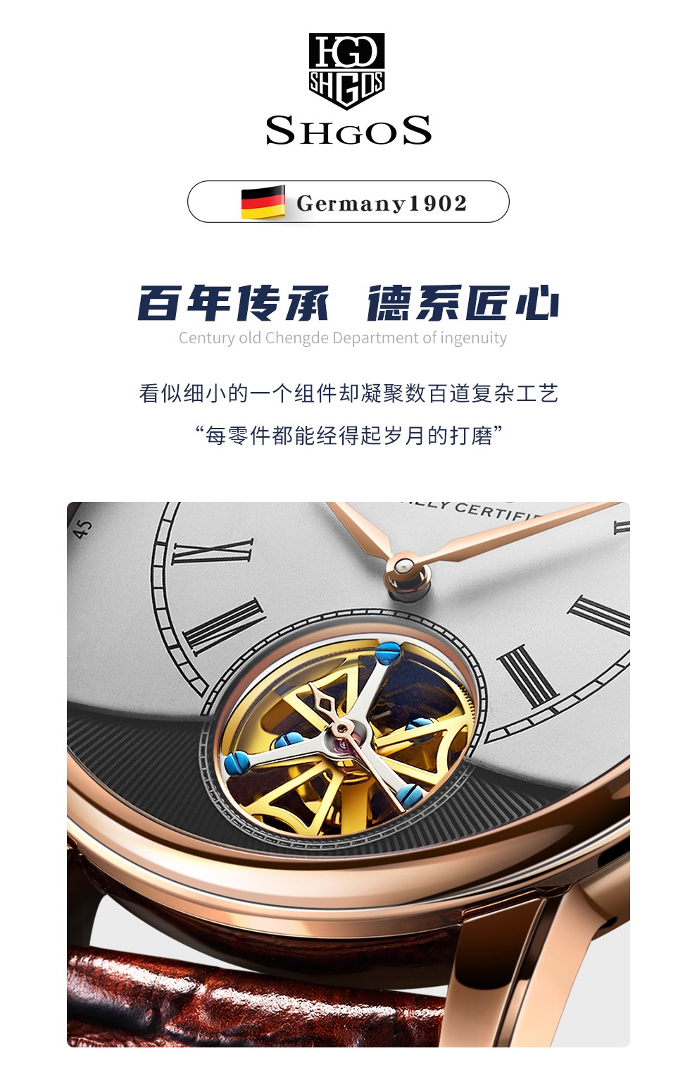 520礼物送男朋友罗格斯shgos德国表品牌手表男士机械表全自动德表日月