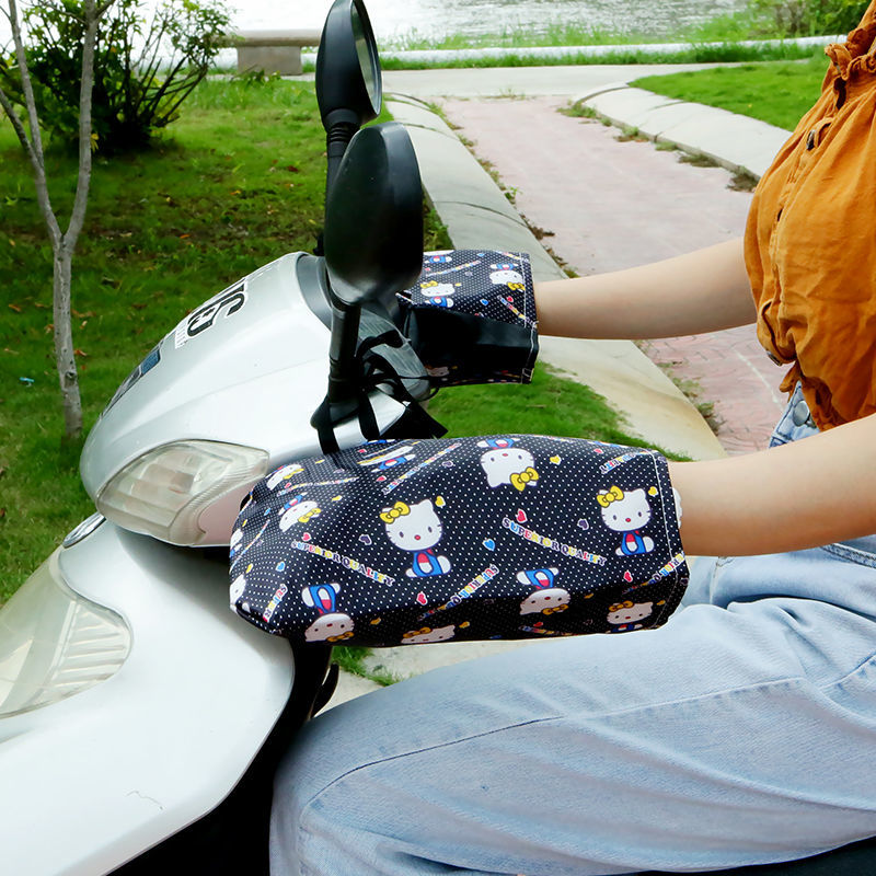 电瓶车手套摩托车手套车把套冬季防寒保暖防水电动车护手套男女黑色