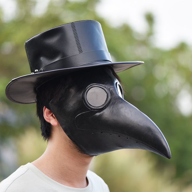 鸟嘴面具瘟疫乌鸦面具鸟嘴恐怖搞怪万圣节蒸汽朋克乳胶道具中世纪黑色