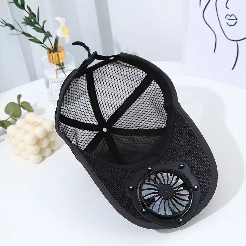 风扇帽子成人可充电风扇帽子夏季通用成人usb充电带风扇网帽透气遮阳