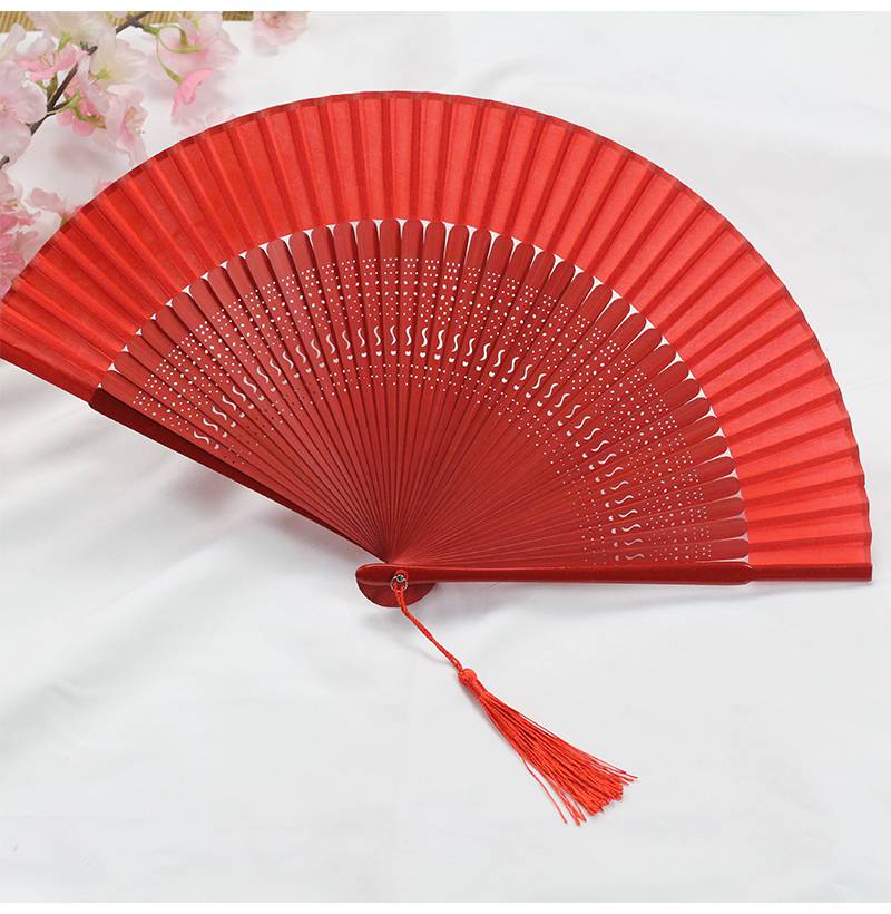 红色舞蹈折叠扇中国风红色手绘扇子女式古风汉服折扇6寸古典随身便携