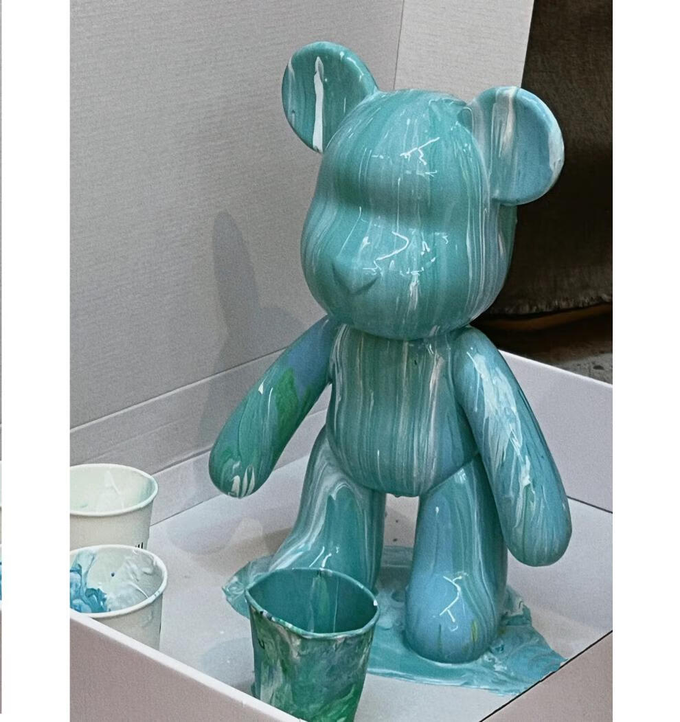 流体熊石膏网红石膏娃娃流体彩绘暴力熊手工diy创意涂鸦潮公仔新年