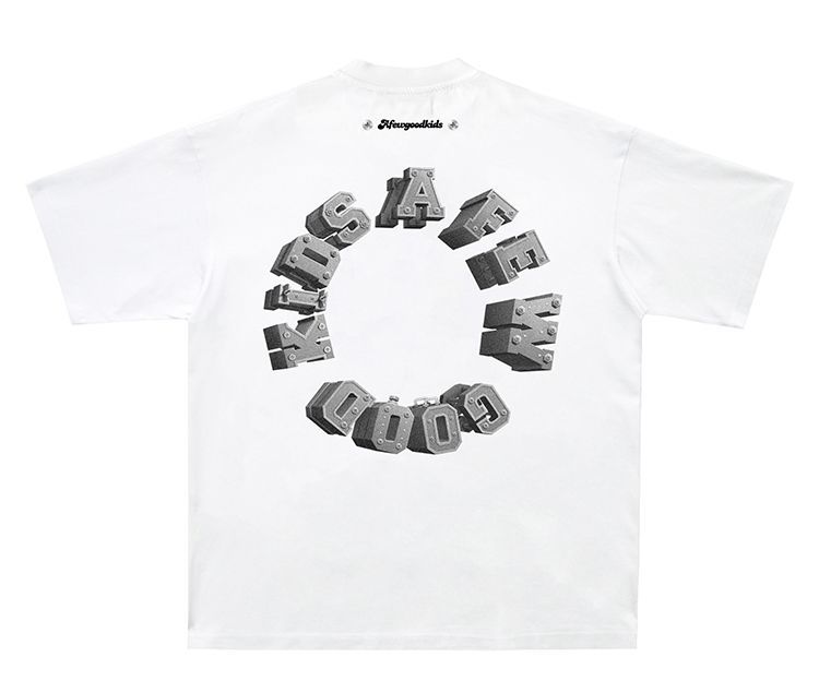 fff马思唯afgk联名同款黑白金属印花logo夏新款潮流t恤男短袖情侣金属