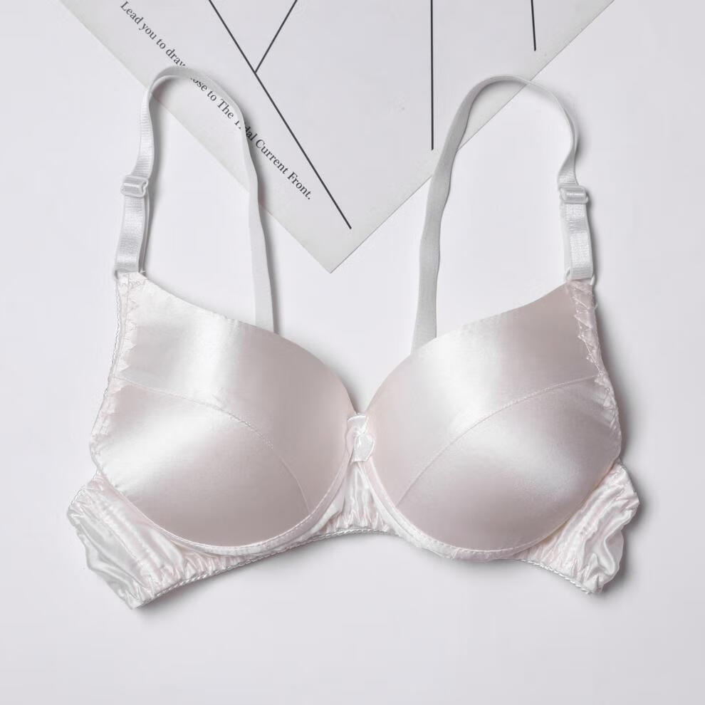 双面仿真丝文胸薄款无钢圈胸罩大码色无痕乳罩仿桑蚕丝内衣女花色7