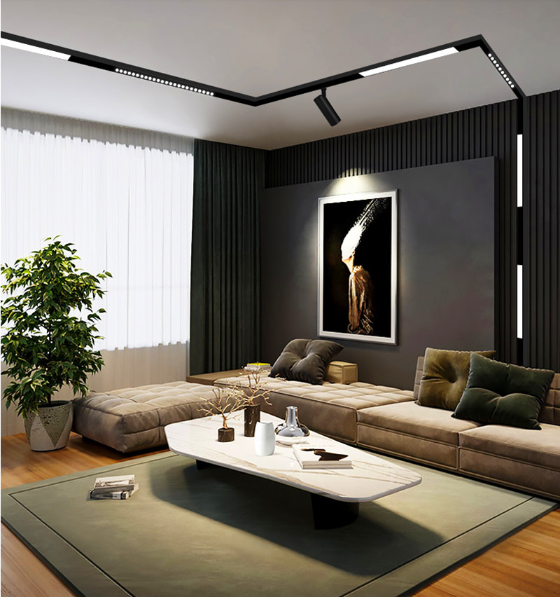 想天轨道射灯无主灯设计照明酒店别墅越想天无边射灯客厅简约嵌入式