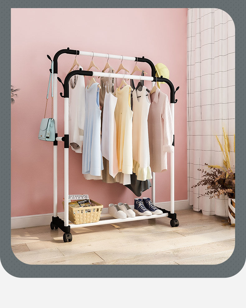 简易晾衣架落地立式卧室挂衣服架子加粗小型阳台家用晾衣神器结实60cm