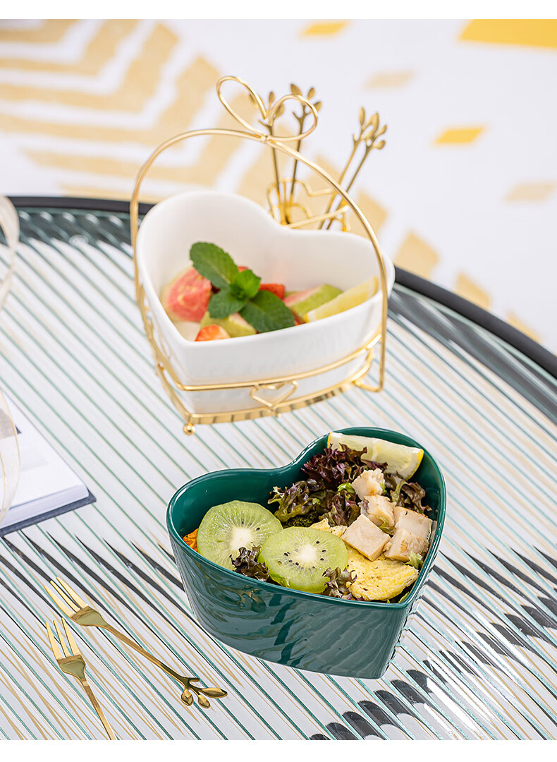 瀚易网红水果盘客厅家用小精致陶瓷沙拉果盘创意北欧小吃零食盘ins风