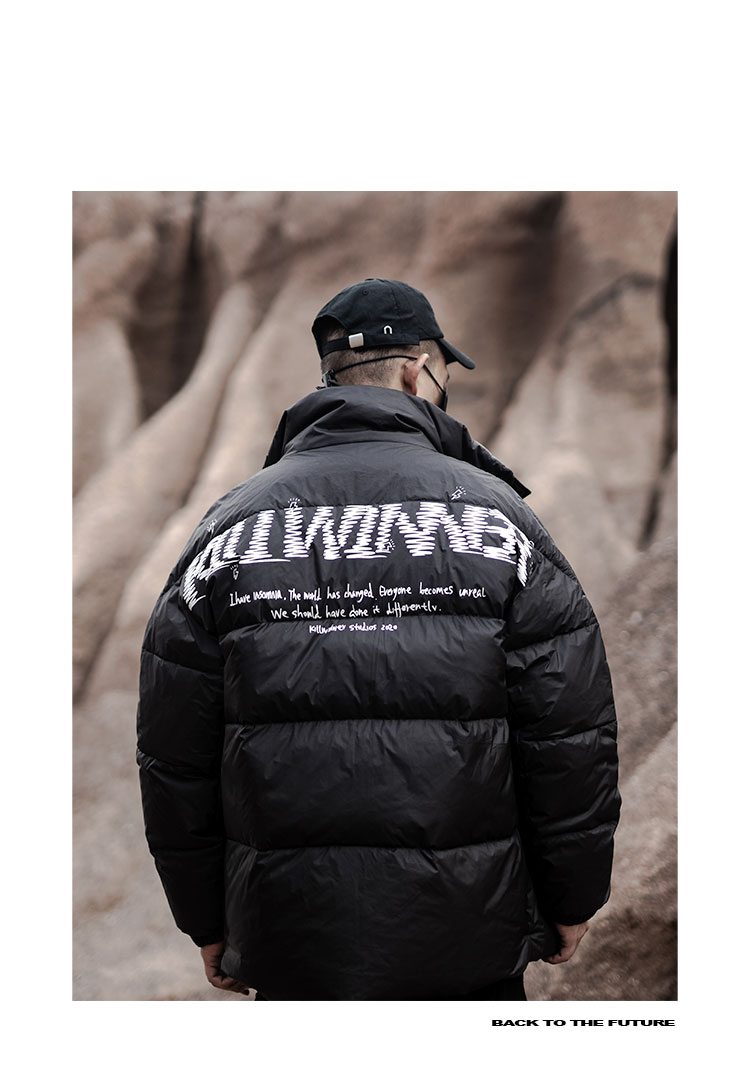 killwinner回到未来羽绒服冬季新款三色涂鸦拉链立领潮牌男宽松街头