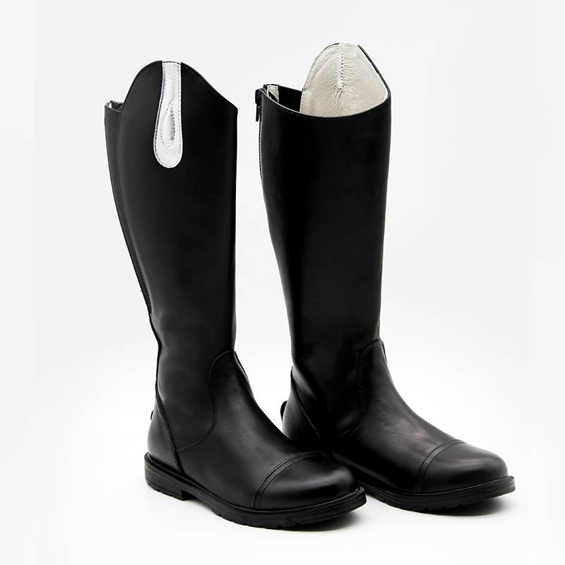 马术靴女马术马靴儿童长款男女马术靴骑马靴障碍高筒马术装备黑色28