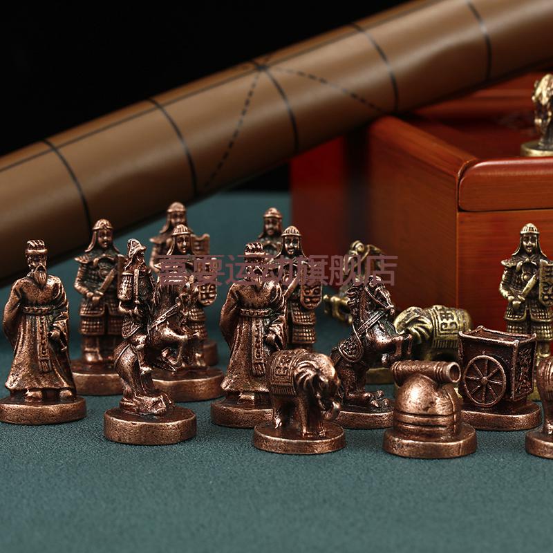 3d立体中国象棋复古金属3d立体人物兵马俑象棋中国象棋套装学生亲子